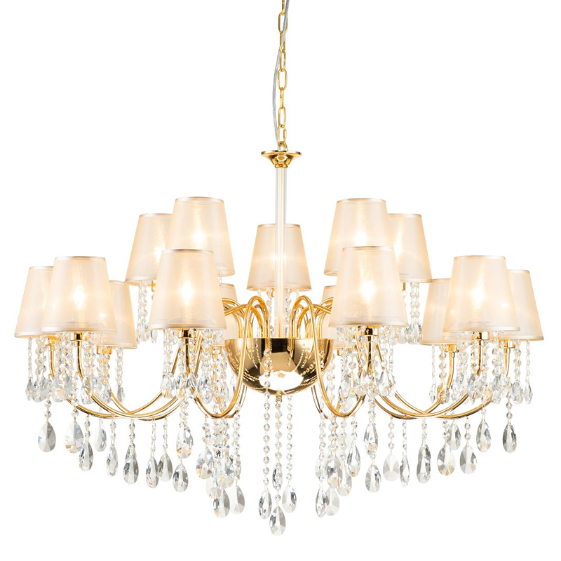 Двухъярусная люстра золотого цвета с хрустальным декором Dainty Light Золотой Янтарный Двухъярусная люстра золотого цвета с хрустальным декором Dainty Light Золотой Янтарный в Тюмени | Loft Concept