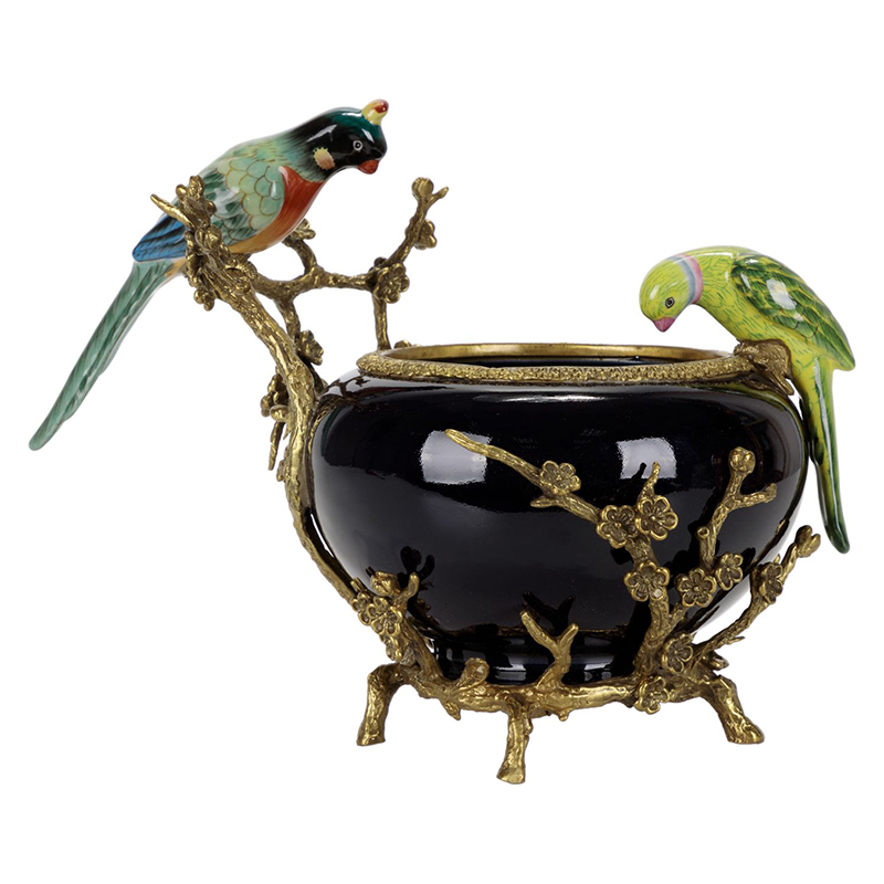 Чаша фарфоровая черная гнездо попугая Parrot Золотой Черный Чаша фарфоровая черная гнездо попугая Parrot Золотой Черный в Тюмени | Loft Concept