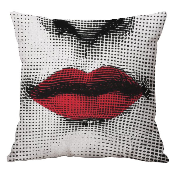Декоративная подушка Fornasetti lips red Красный (Red) Декоративная подушка Fornasetti lips red Красный (Red) в Тюмени | Loft Concept