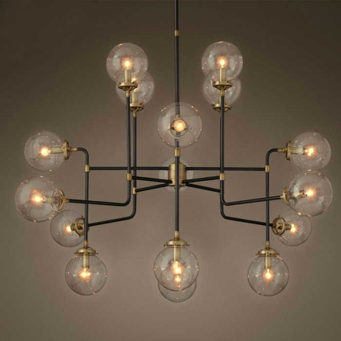 Люстра Bistro Globe Clear Glass Chandelier 16 Черный Люстра Bistro Globe Clear Glass Chandelier 16 Черный в Тюмени | Loft Concept