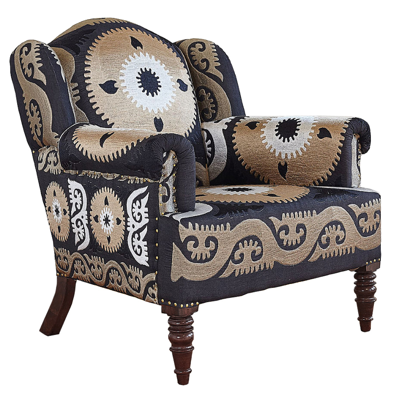 Armchair Mandala Beige Ornament Бежевый Черный Armchair Mandala Beige Ornament Бежевый Черный в Тюмени | Loft Concept