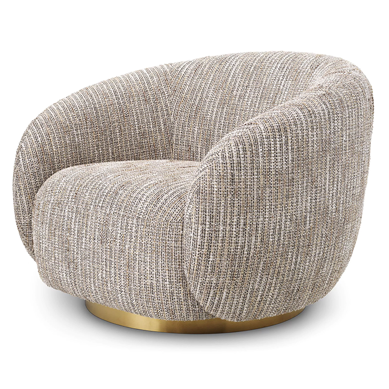 Кресло Eichholtz Swivel Chair Brice Mademoiselle Beige Бежево-серый Латунь Кресло Eichholtz Swivel Chair Brice Mademoiselle Beige Бежево-серый Латунь в Тюмени | Loft Concept