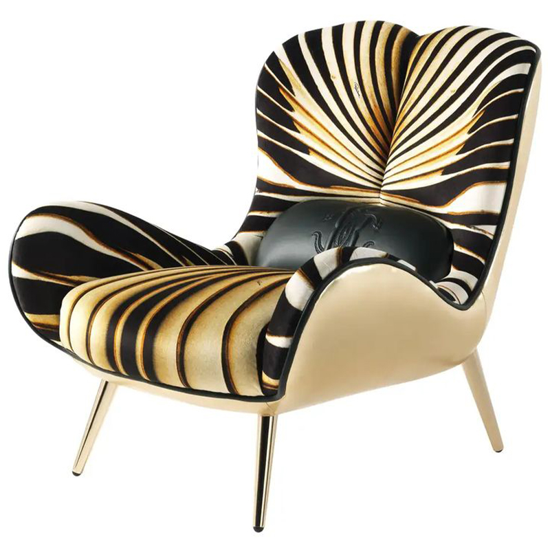 Дизайнерское Кресло Tifnit Armchairs стиль Roberto Cavalli I Золотой Черный Желтый Белый Дизайнерское Кресло Tifnit Armchairs стиль Roberto Cavalli I Золотой Черный Желтый Белый в Тюмени | Loft Concept