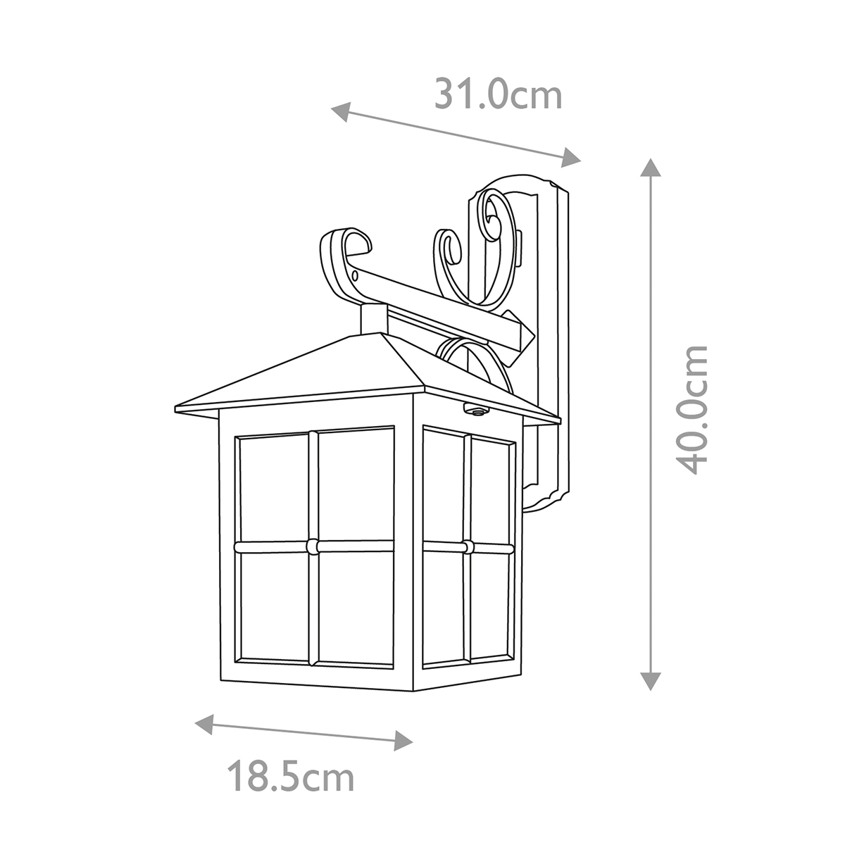 Настенный фонарь черного цвета в форме фонаря с решетчатым плафоном и фактурным стеклом Elstead Lighting в Тюмени