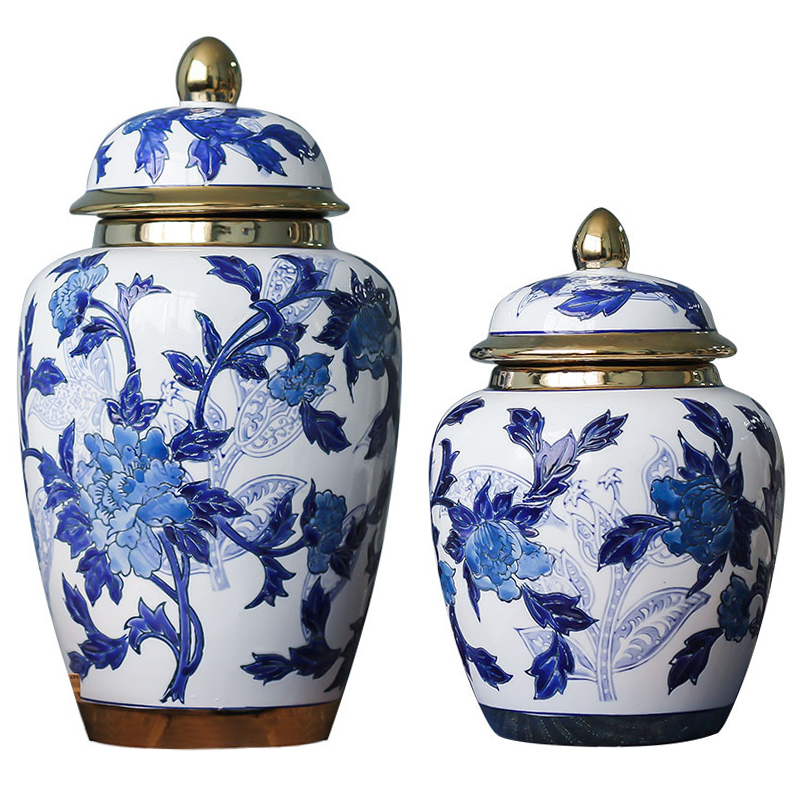 Вазы Porcelain Oriental Blue Ornament Vases Синий Белый Золотой Вазы Porcelain Oriental Blue Ornament Vases Синий Белый Золотой в Тюмени | Loft Concept
