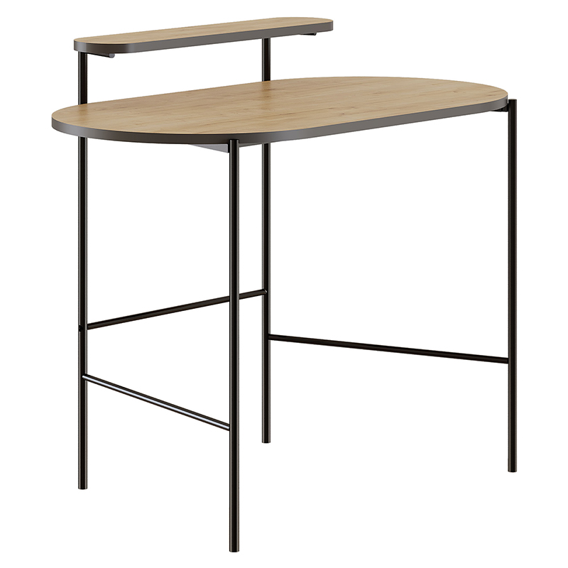 Стол письменный овальной формы с полкой LOUB WORKING TABLE BLACK OAK Древесина Черный Стол письменный овальной формы с полкой LOUB WORKING TABLE BLACK OAK Древесина Черный в Тюмени | Loft Concept
