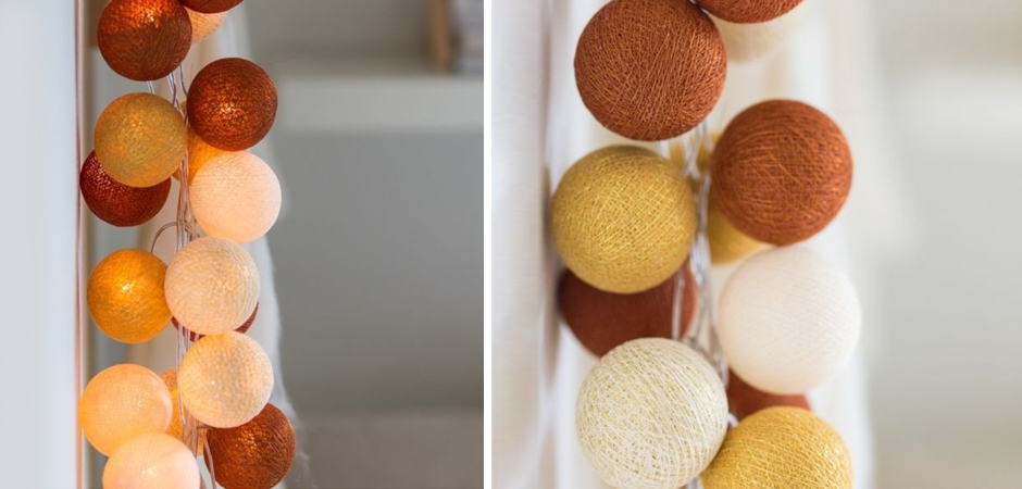 Гирлянда хлопковые фонарики Сotton Ball Gold-Copper - Loft-Concept в Тюмени