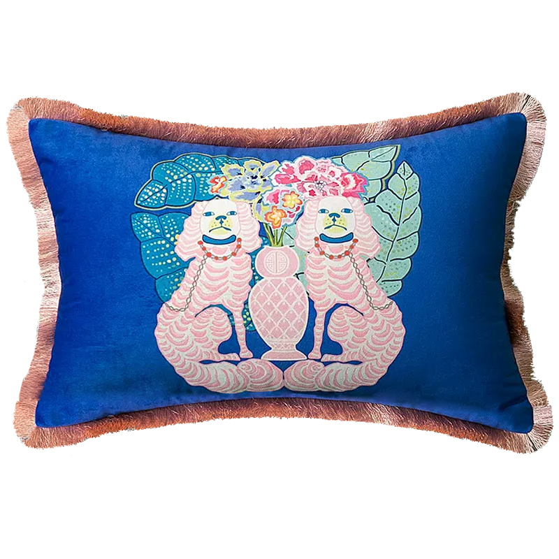 Декоративная подушка Two Dogs on Blue Long Cushion Синий Мульти Декоративная подушка Two Dogs on Blue Long Cushion Синий Мульти в Тюмени | Loft Concept