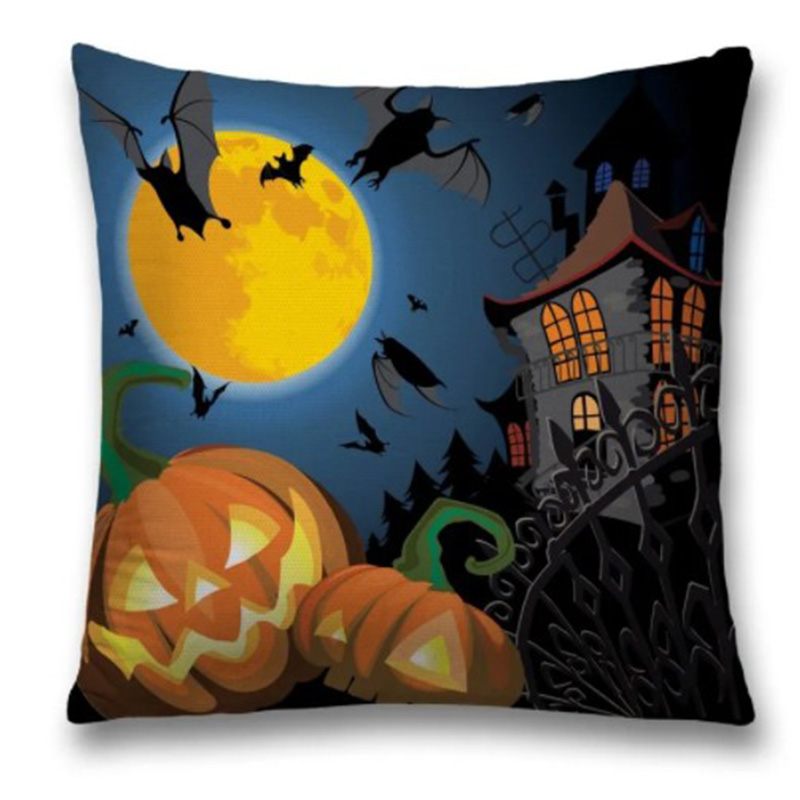 Подушка Halloween Spooky Night Черный Оранжевый Синий Подушка Halloween Spooky Night Черный Оранжевый Синий в Тюмени | Loft Concept