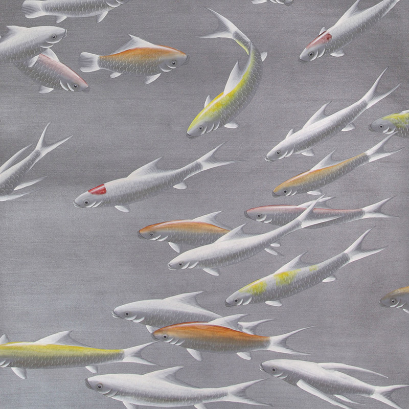 Обои ручная роспись Fishes Koi on Flash metallic Xuan paper Обои ручная роспись Fishes Koi on Flash metallic Xuan paper в Тюмени | Loft Concept