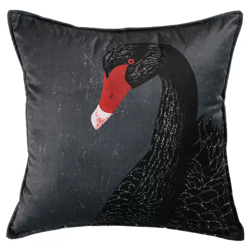 Декоративная подушка Black Swan II Cushion Черная Черный Серый Красный Декоративная подушка Black Swan II Cushion Черная Черный Серый Красный в Тюмени | Loft Concept