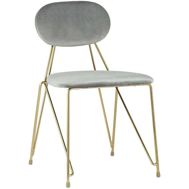 Стул Alice Chair Светло-Серый Велюр Серый Золотой Стул Alice Chair Светло-Серый Велюр Серый Золотой в Тюмени | Loft Concept