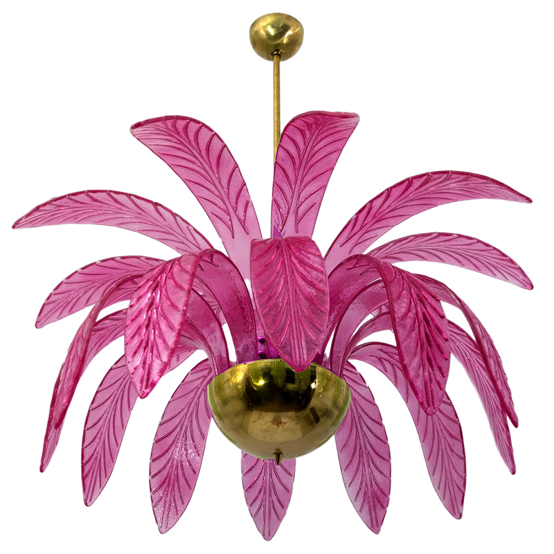 Люстра Modern Chandelier Palm Pink Стеклянные Листья Пальмы  Золотой Лиловый в Тюмени | Loft Concept 