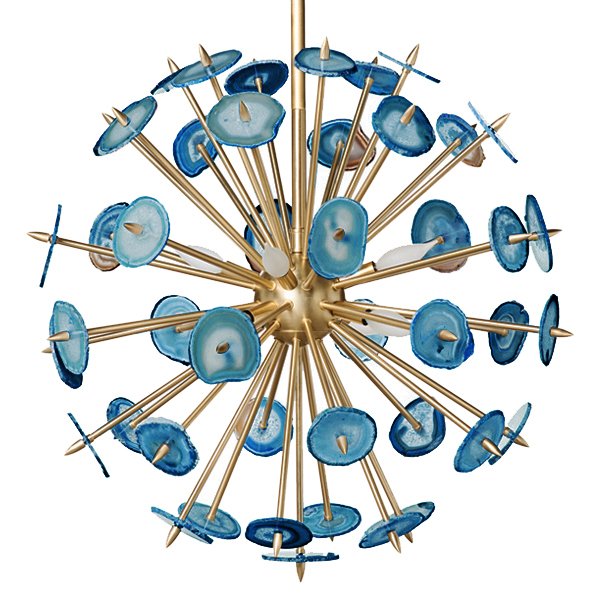 Люстра Agate Burst Chandelier BLUE с синими агатами Синий Латунь Люстра Agate Burst Chandelier BLUE с синими агатами Синий Латунь в Тюмени | Loft Concept
