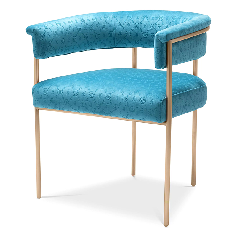 Стул Philipp Plein Dining Chair Monogram Голубой Голубой Золотой Стул Philipp Plein Dining Chair Monogram Голубой Голубой Золотой в Тюмени | Loft Concept
