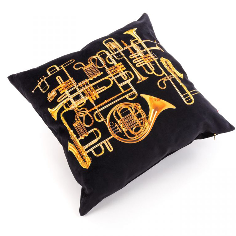 Подушка Seletti Cushion Trumpets Черный Золотой Подушка Seletti Cushion Trumpets Черный Золотой в Тюмени | Loft Concept