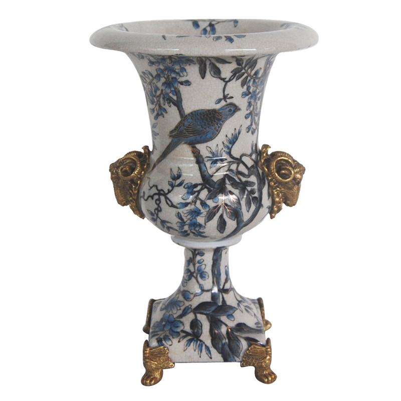 Ваза Bronze Aries Vase Синий Белый Бронза Ваза Bronze Aries Vase Синий Белый Бронза в Тюмени | Loft Concept