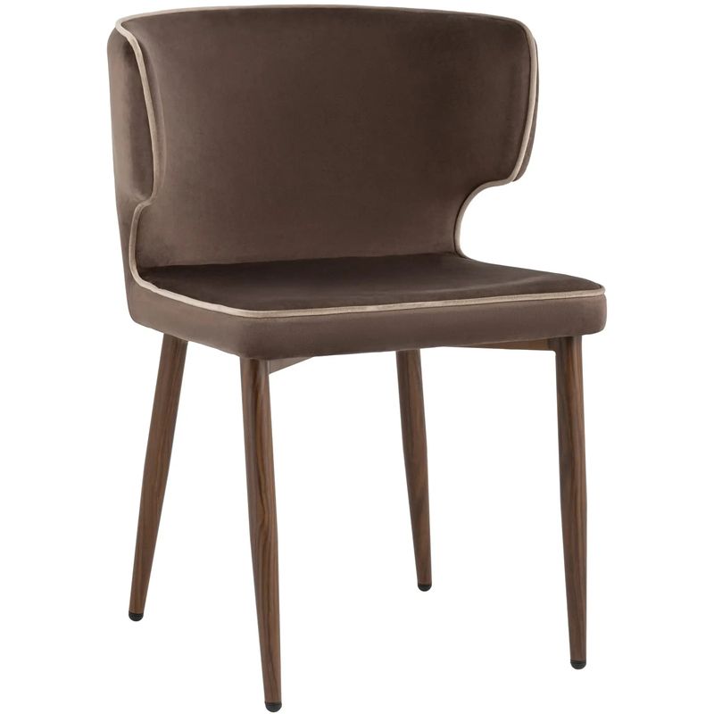 Стул Mateo Chair Коричневый Велюр с Белым Кантом Коричневый Стул Mateo Chair Коричневый Велюр с Белым Кантом Коричневый в Тюмени | Loft Concept