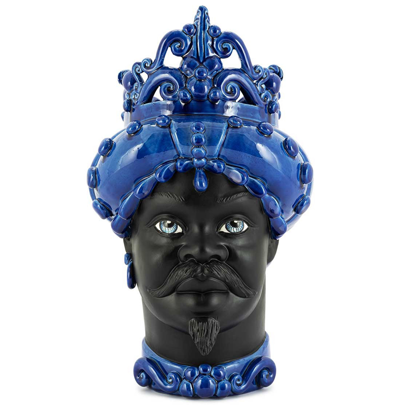 Ваза VASE MORO MAN MED. MAT Blue Черный Синий Ваза VASE MORO MAN MED. MAT Blue Черный Синий в Тюмени | Loft Concept