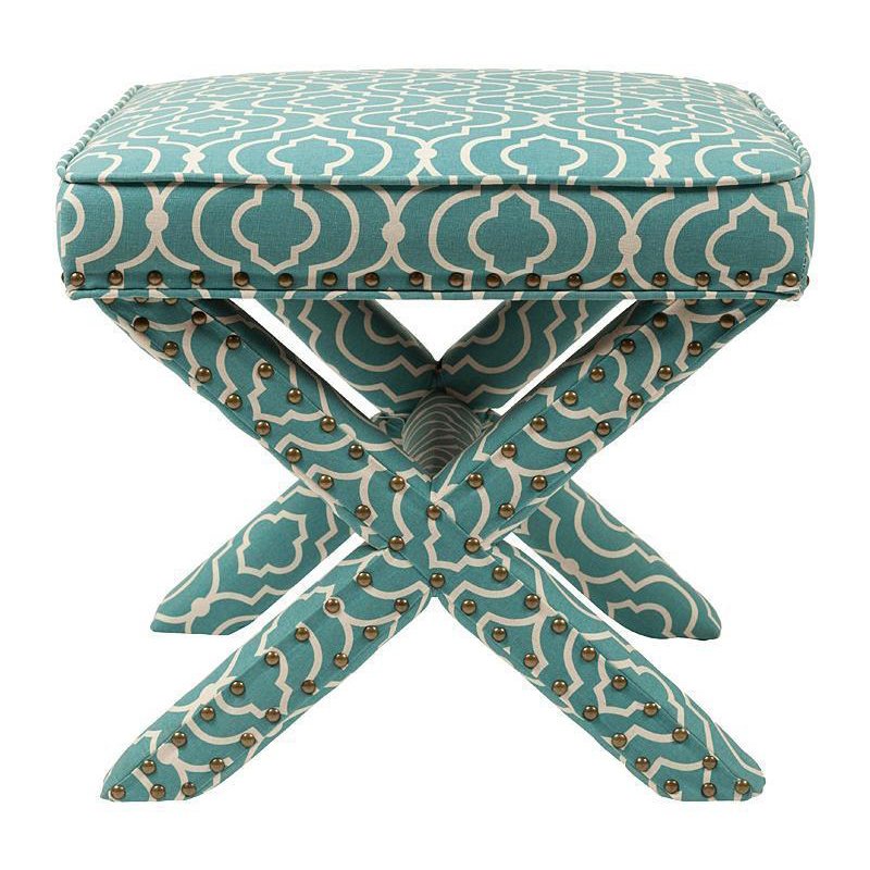 Пуф Turquoise Ornament Бирюзовый Белый Пуф Turquoise Ornament Бирюзовый Белый в Тюмени | Loft Concept