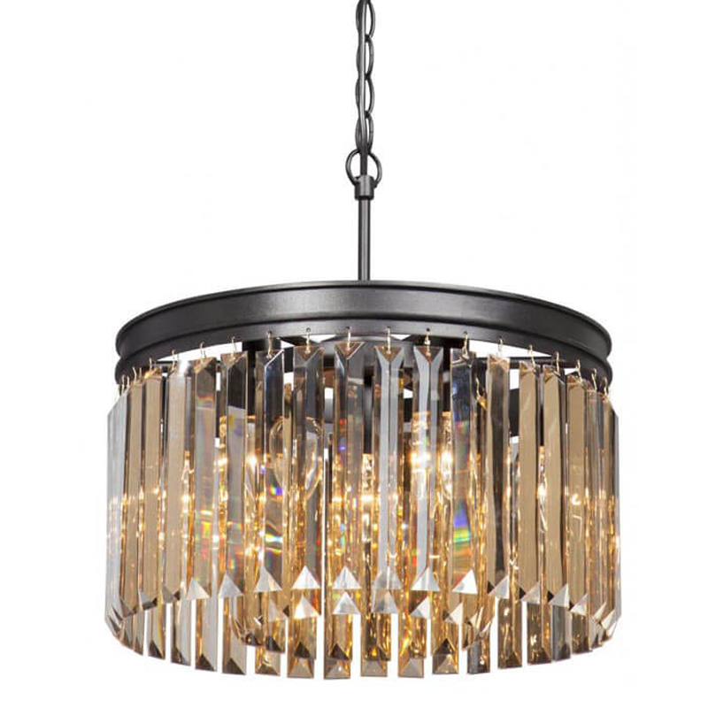 Люстра RH Rhys Amber GLASSS Prism Round Chandelier Янтарное стекло 40 Черный матовый Люстра RH Rhys Amber GLASSS Prism Round Chandelier Янтарное стекло 40 Черный матовый в Тюмени | Loft Concept