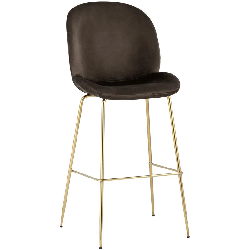 Барный Стул Коричневый Велюр Vendramin Chair Коричневый Золотой в Тюмени | Loft Concept 