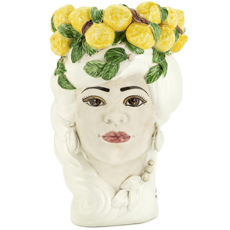 Ваза Vase Lemon Head Lady White Белый Желтый Зеленый Ваза Vase Lemon Head Lady White Белый Желтый Зеленый в Тюмени | Loft Concept