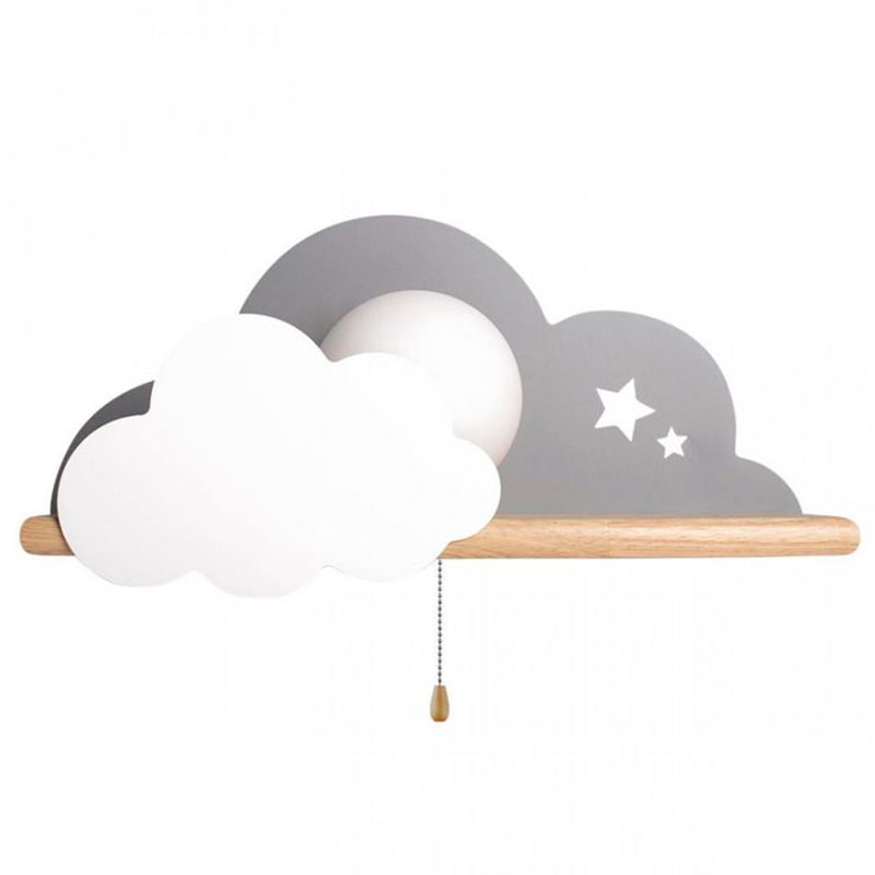 Бра с деревянной полкой серое Облако Wall Lamp Grey Cloud Серый Древесина Бра с деревянной полкой серое Облако Wall Lamp Grey Cloud Серый Древесина в Тюмени | Loft Concept