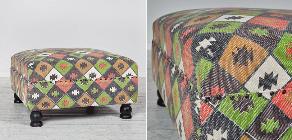 Пуф с зеленым орнаментом KELIM Pattern Пуф с зеленым орнаментом KELIM Pattern - Loft-Concept в Тюмени