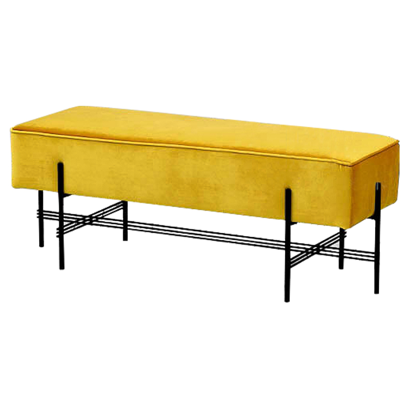 Банкетка желтая велюровая Sanjay Velour Banquet Yellow Желтый Черный Банкетка желтая велюровая Sanjay Velour Banquet Yellow Желтый Черный в Тюмени | Loft Concept