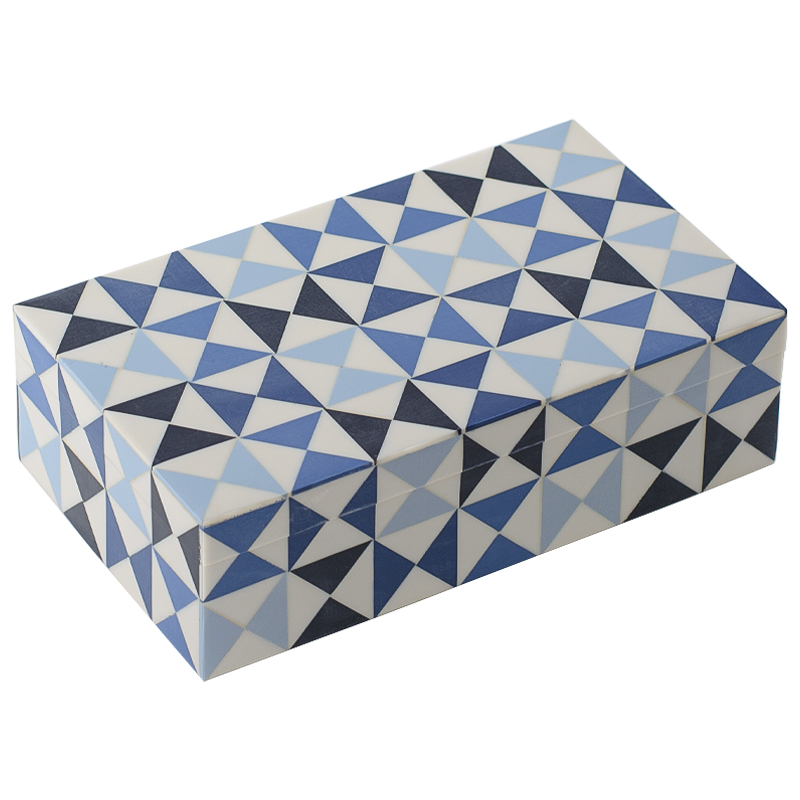 Шкатулка Small Triangles Blue Bone Inlay Box Голубой Синий Белый Шкатулка Small Triangles Blue Bone Inlay Box Голубой Синий Белый в Тюмени | Loft Concept