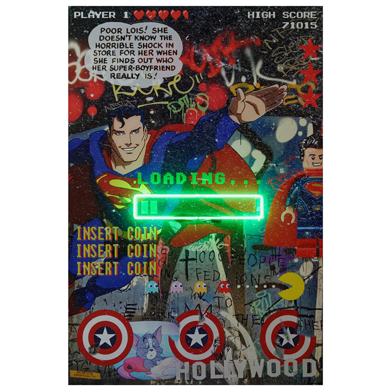 Дизайнерский Неоновый Постер Супермен Superman Loading Мульти Дизайнерский Неоновый Постер Супермен Superman Loading Мульти в Тюмени | Loft Concept