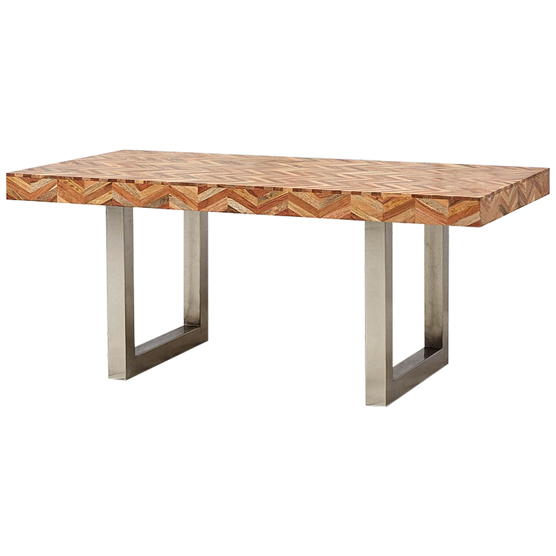 Обеденный стол Chevron Dining Table Древесина Коричневый Хром Обеденный стол Chevron Dining Table Древесина Коричневый Хром в Тюмени | Loft Concept