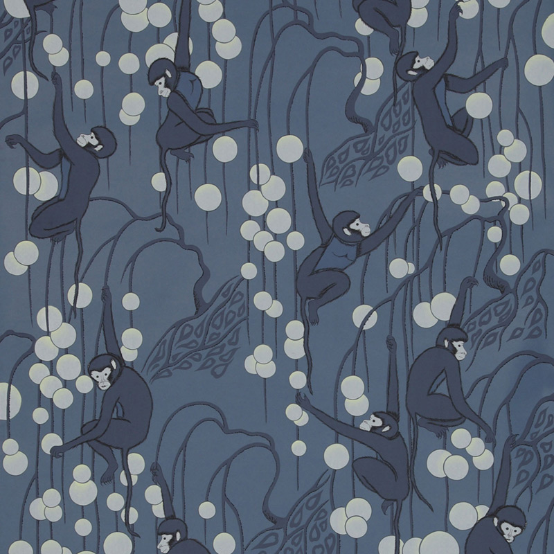 Обои ручная роспись Deco Monkeys Parisian Blue on dyed paper Обои ручная роспись Deco Monkeys Parisian Blue on dyed paper в Тюмени | Loft Concept