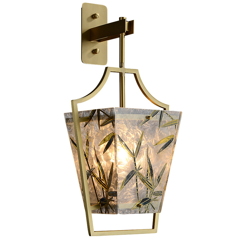 Бра витраж Бамбук Glass bamboo Wall Lamp Латунь Зеленый Бра витраж Бамбук Glass bamboo Wall Lamp Латунь Зеленый в Тюмени | Loft Concept