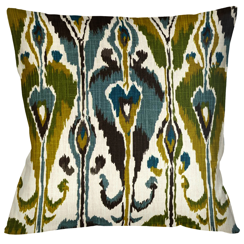 Декоративная подушка Ikat Pattern с бежевой оборотной стороной Темно-синий Декоративная подушка Ikat Pattern с бежевой оборотной стороной Темно-синий в Тюмени | Loft Concept