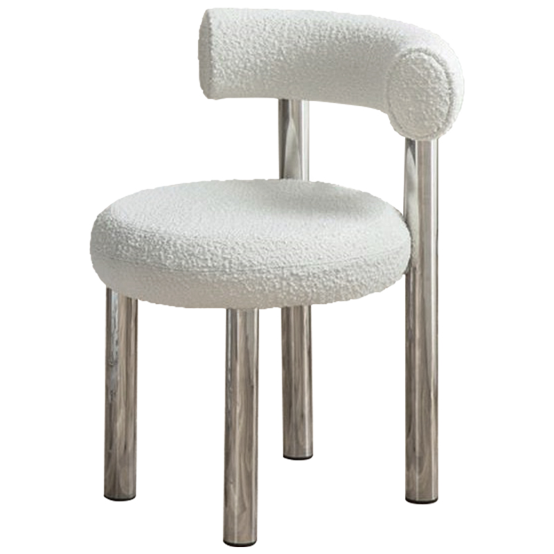 Стул Ellias White Boucle Chair Белый Хром Стул Ellias White Boucle Chair Белый Хром в Тюмени | Loft Concept