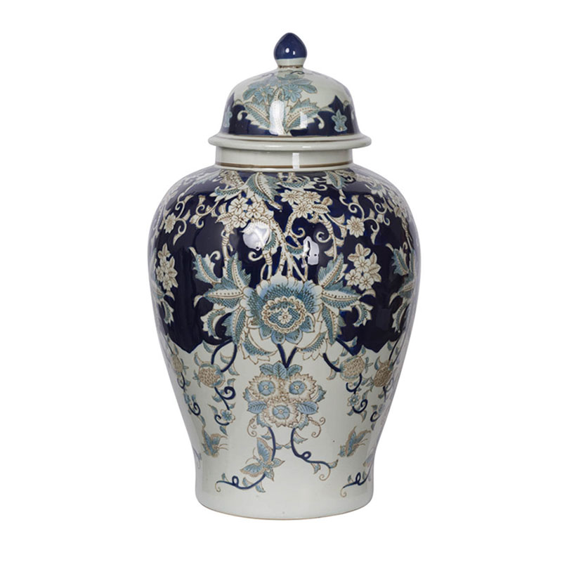 Ваза с крышкой Blue & White Ornament Vase 59 Белый Синий Ваза с крышкой Blue & White Ornament Vase 59 Белый Синий в Тюмени | Loft Concept