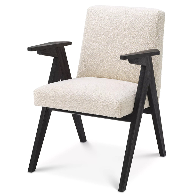 Стул Eichholtz Dining Chair Bobo Boucle Кремовый Черный Стул Eichholtz Dining Chair Bobo Boucle Кремовый Черный в Тюмени | Loft Concept
