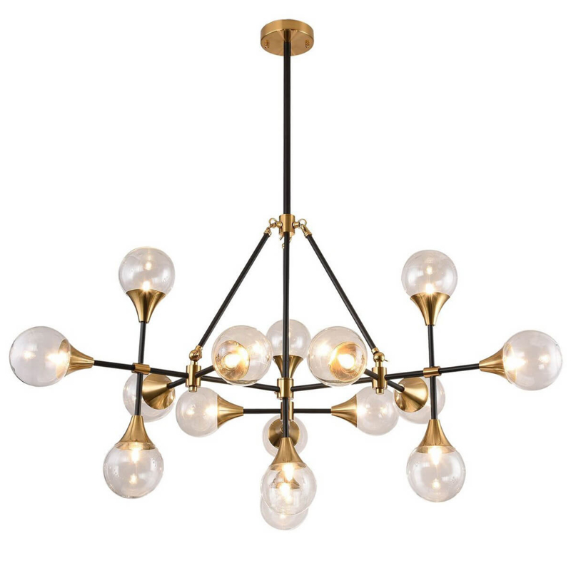 Люстра Baton Chandelier 16 Черный Прозрачное Стекло Латунь Люстра Baton Chandelier 16 Черный Прозрачное Стекло Латунь в Тюмени | Loft Concept