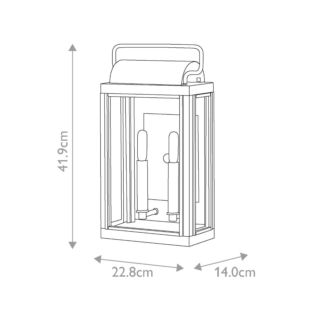 Настенный фонарь прямоугольной формы цвета состаренная латунь с двумя лампами Hinkley в Тюмени