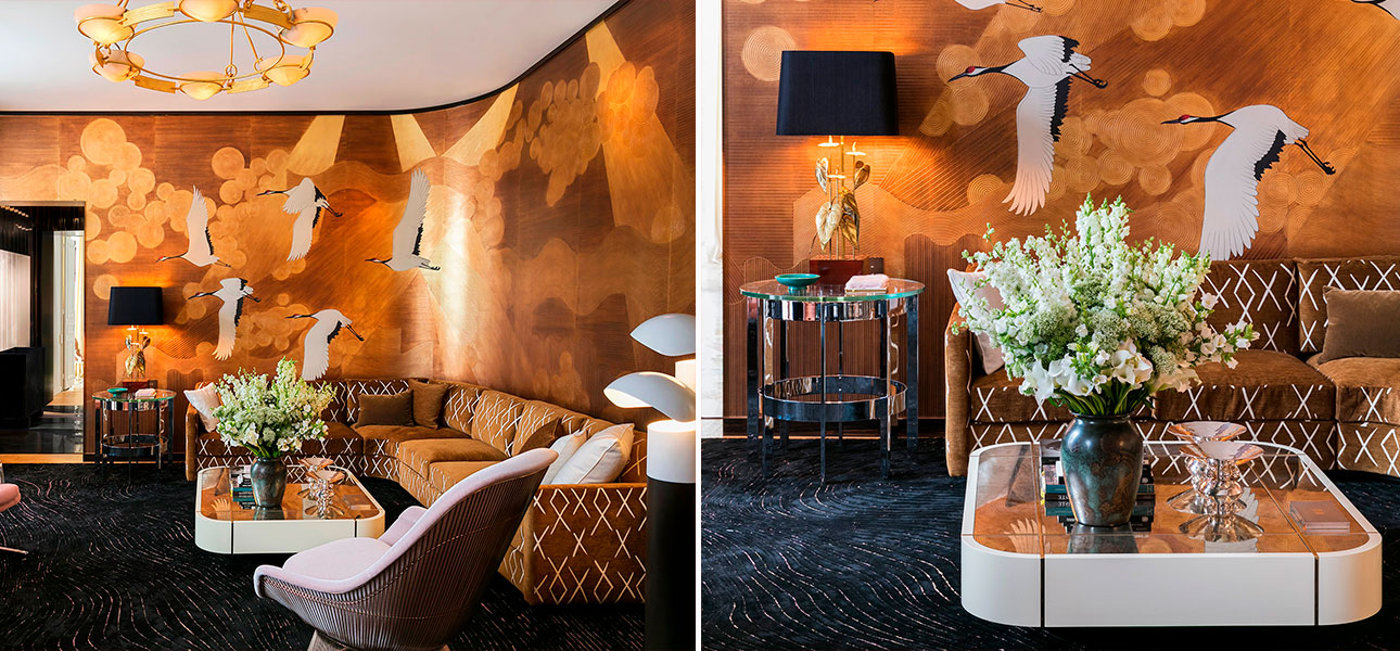 Обои ручная роспись Namban Polished Copper on Deep Rich Gold gilded paper - фото №1