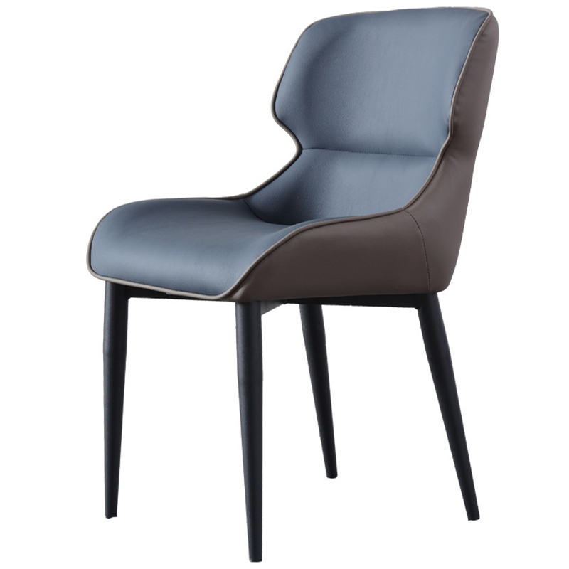 Стул с кожаной двухцветной обивкой Obrien Chair Blue and Grey Синий Серый Черный Стул с кожаной двухцветной обивкой Obrien Chair Blue and Grey Синий Серый Черный в Тюмени | Loft Concept
