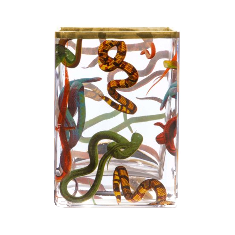 Ваза Glass Vase Snakes Прозрачный Золотой Синий Красный Ваза Glass Vase Snakes Прозрачный Золотой Синий Красный в Тюмени | Loft Concept