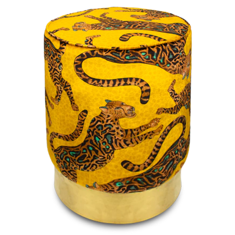 Пуф Орнамент Леопарды Cheetah Kings Gold Velvet Pouffe Оранжевый Латунь Пуф Орнамент Леопарды Cheetah Kings Gold Velvet Pouffe Оранжевый Латунь в Тюмени | Loft Concept