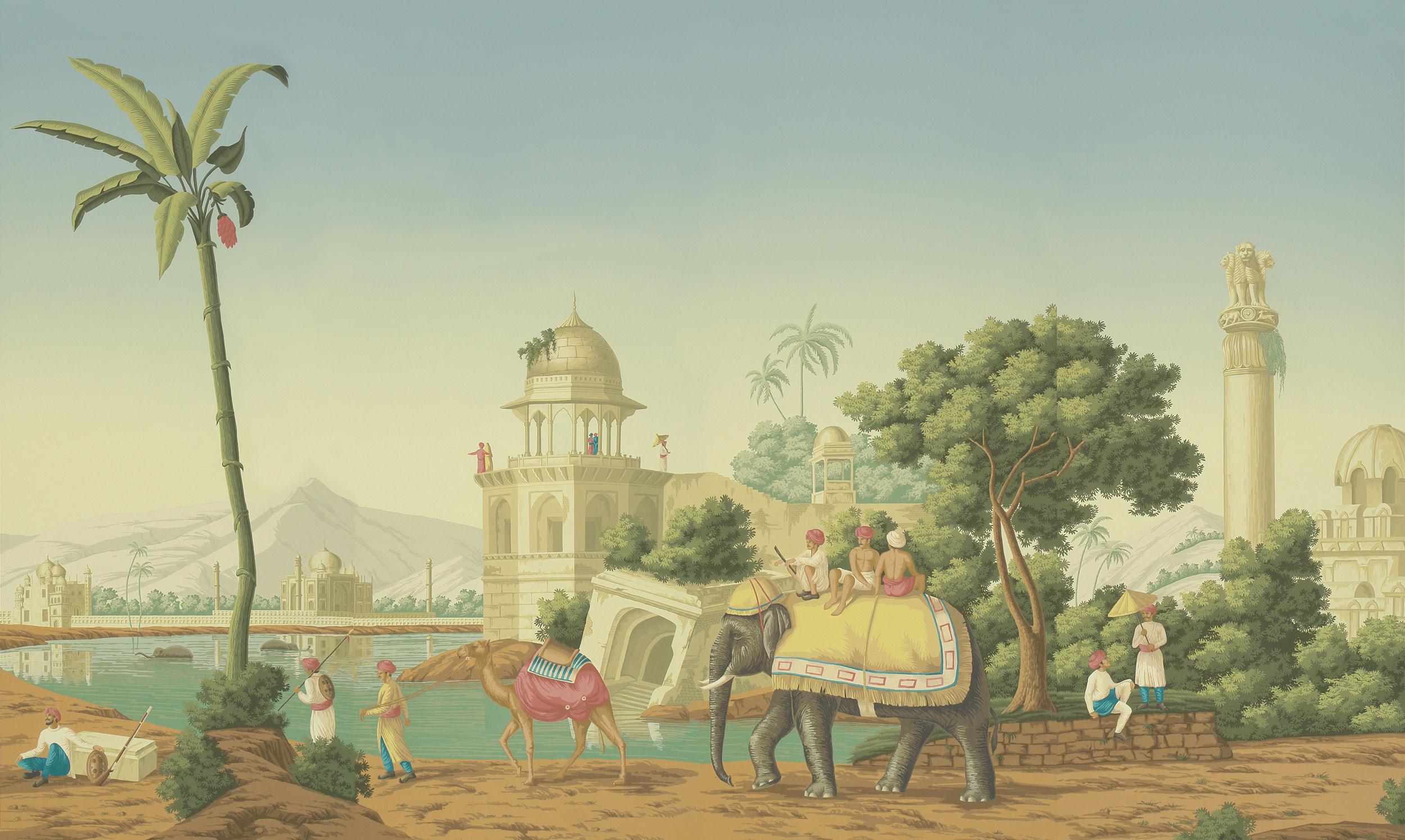 Обои ручная роспись Early Views of India Verdoyant on scenic paper Обои ручная роспись Early Views of India Verdoyant on scenic paper - постер Loft-Concept в Тюмени