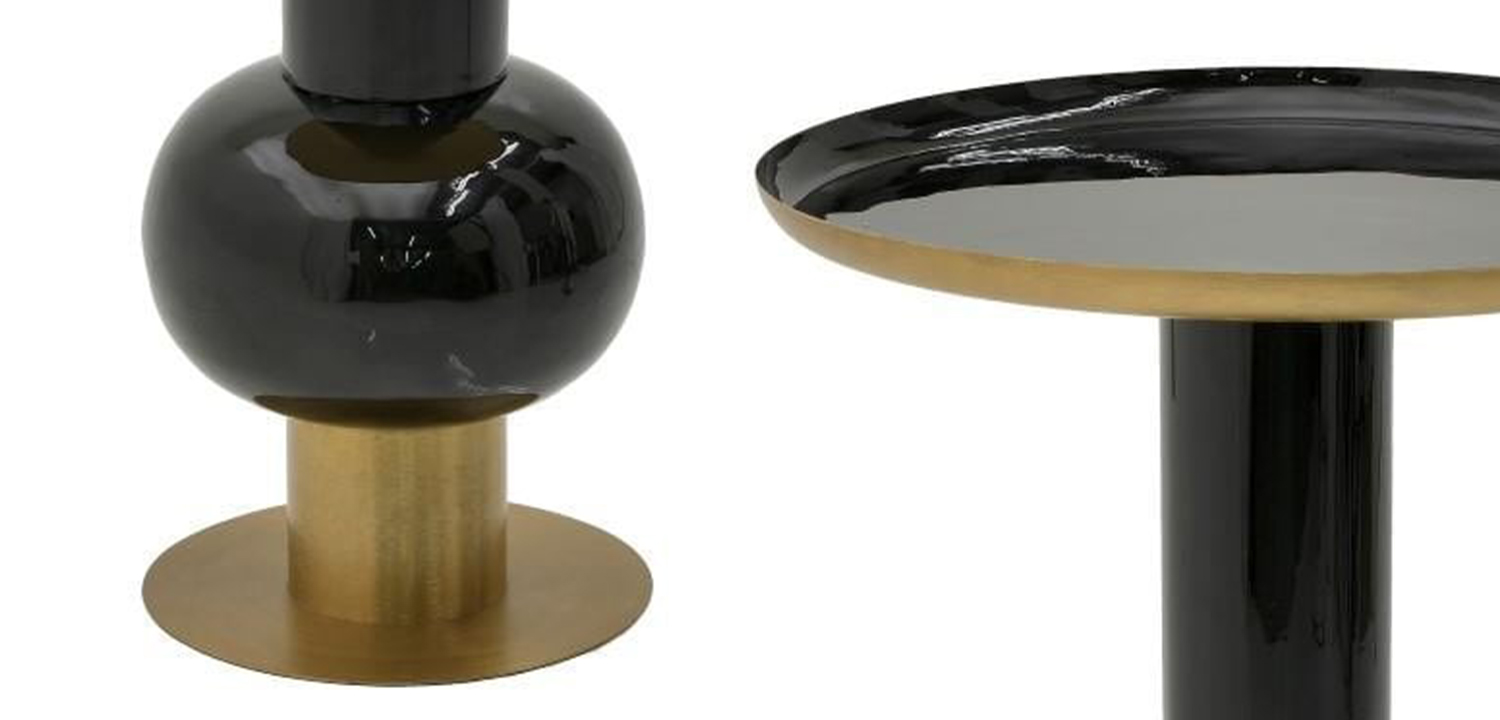 Круглый металлический приставной стол Calem Side Table Gold Black - фото