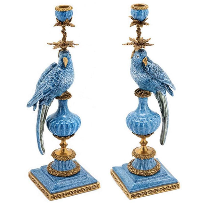 Подсвечник Abhika Candlen Parrot Atlantide Белый Синий Бронза Подсвечник Abhika Candlen Parrot Atlantide Белый Синий Бронза в Тюмени | Loft Concept