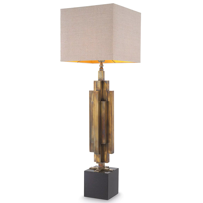 Настольная лампа Eichholtz Table Lamp Ellis Brass Черный Винтажная латунь Бежево-серый Настольная лампа Eichholtz Table Lamp Ellis Brass Черный Винтажная латунь Бежево-серый в Тюмени | Loft Concept