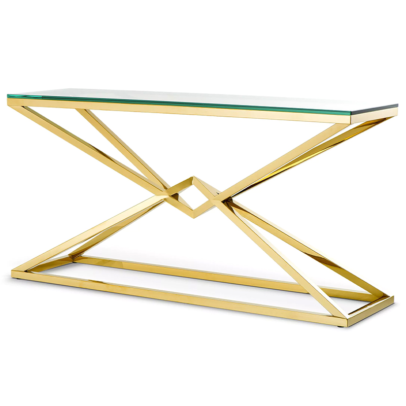 Консоль Eichholtz Console Table Connor L Прозрачное Стекло Глянцевое золото Консоль Eichholtz Console Table Connor L Прозрачное Стекло Глянцевое золото в Тюмени | Loft Concept